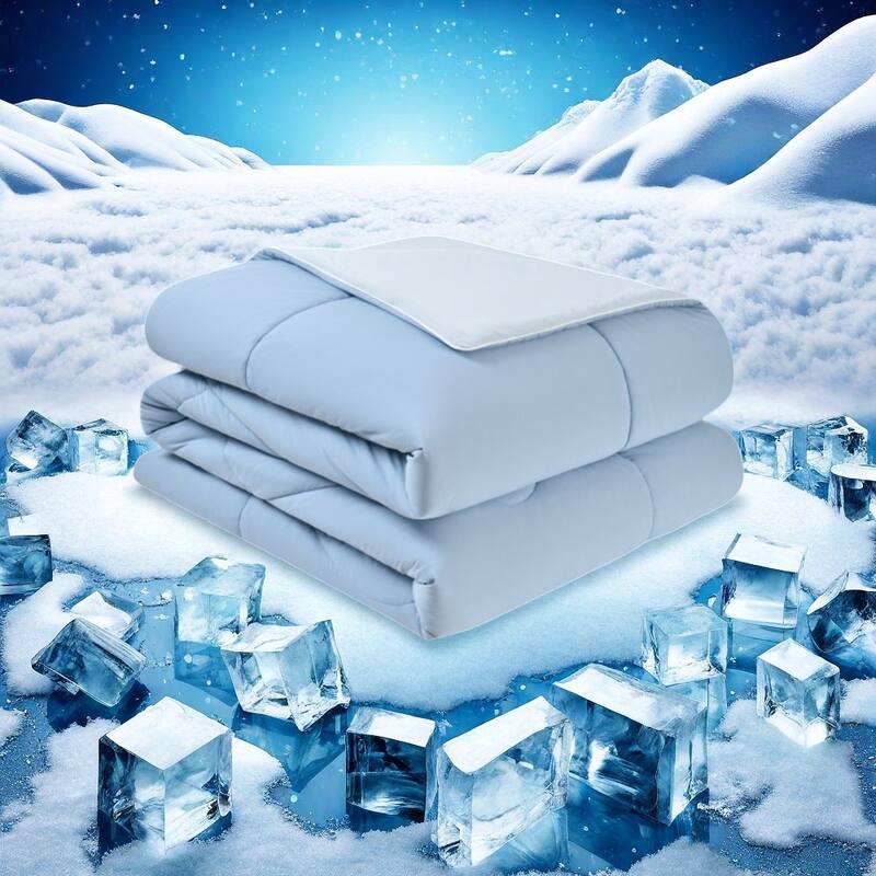 Double-Sided Cooling Comforter for Hot Sleepers - Blue&LT Blue - King