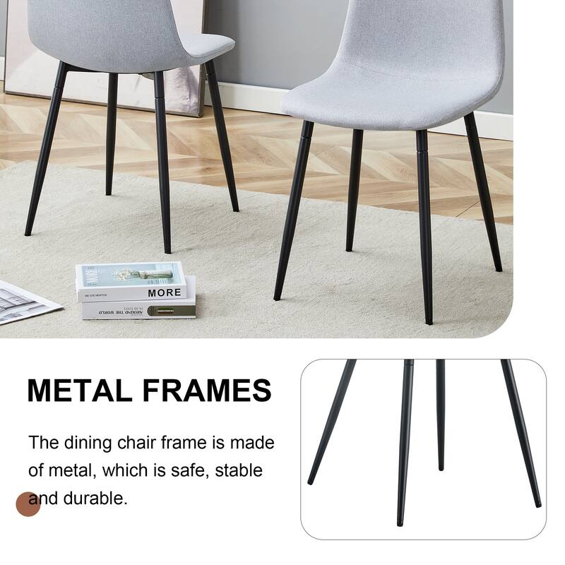 Modern Mid-Century Stable Comfortable Black Dining Chair Set of 4 Upholstered Side Chairs