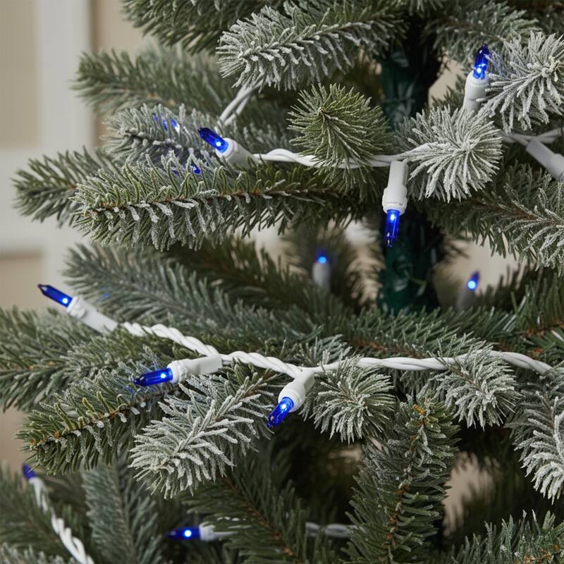 Mini Incandescent Christmas Lights - Blue - 20.25' White Wire - 100ct
