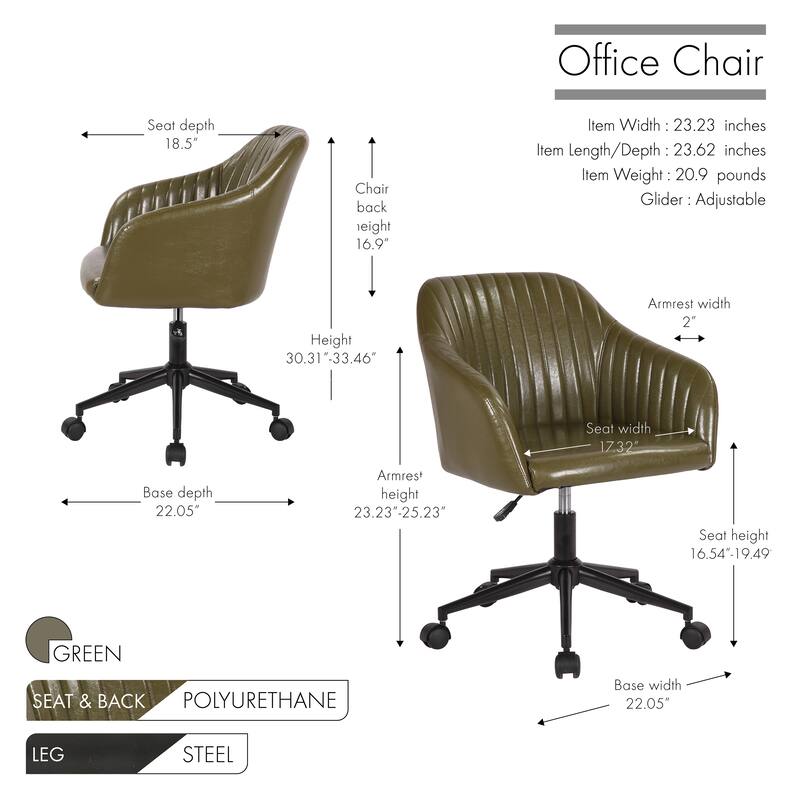 Porthos Home Madison Office Desk Chair, Tufted PU Leather Upholstery