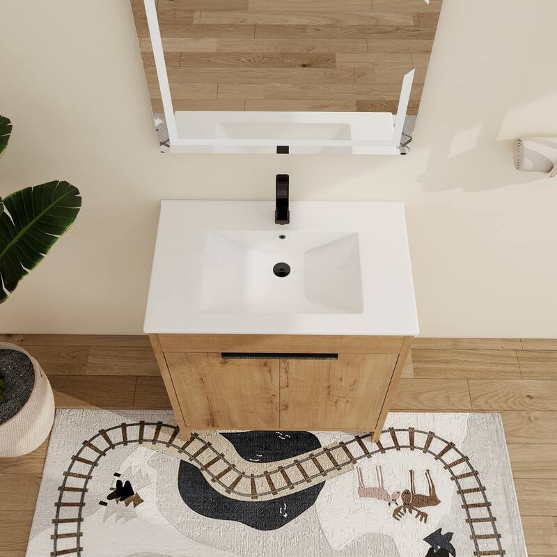 Malwee 24"/30"/36" FreeStanding Bathroom Vanity, Floor Stand Bathroom Vanity with Sink,Soft Close Door and Adjustable shelf
