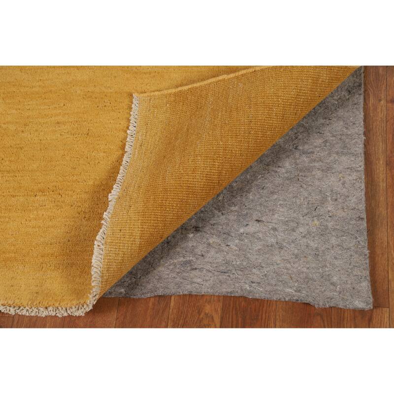 Gold Gabbeh Modern Foyer Rug Hand-Knotted Wool Carpet - 2'10"x 3'11"