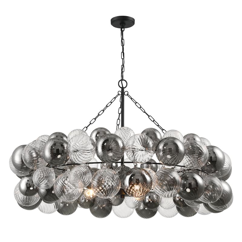 Acroma - 3 Light Dimmable Glass Globe Bubble Chandelier - N/A - Aged Zinc