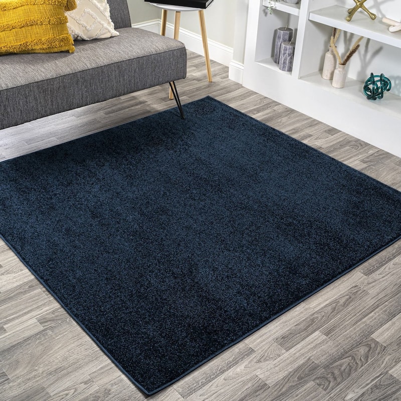 JONATHAN Y Tumbling Solid Low-Pile Area Rug - 5' Square - Navy