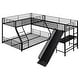 preview thumbnail 5 of 6, L-Shaped Twin Over Full Metal Bunk Bed with Loft, Desk & Slide
