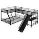 preview thumbnail 7 of 8, L-Shaped Twin over Full Bunk Bed with Twin Size Loft Bed,Built-in Desk and Slide,Black