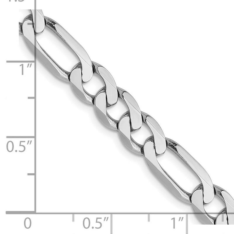 Curata 14k White Gold 6.0mm Flat Figaro Chain Bracelet
