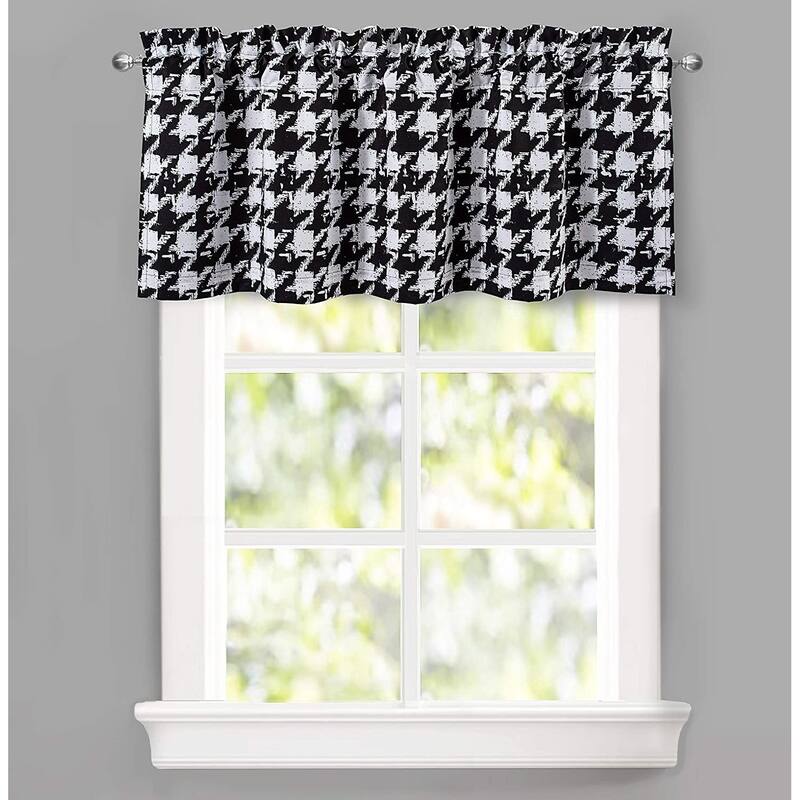 DriftAway Houndstooth Vintage Plaid Printed Pattern Thermal Insulated Blackout Window Curtain Valance Rod Pocket Single