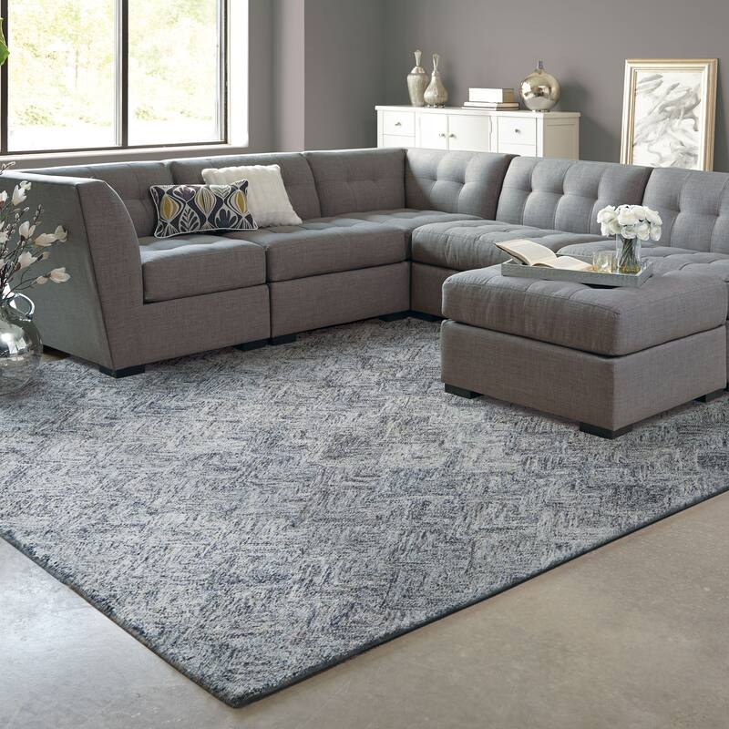 Style Haven Colorscape Handmade Loop Pile Faded Diamond Wool Rug