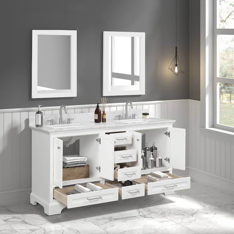 Blossom Copenhagen 60" Double Vanity with Marble Top, Sinks & Mirror