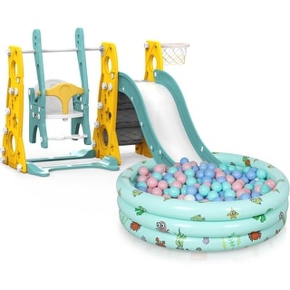 Toddler Slide and Swing Set 4 in 1 Kids Climber Slide Playset - 80 x 56 ...
