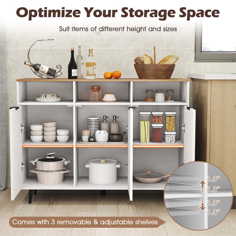 Costway Buffet Sideboard with 3 Open Compartments 3 Doors 5-Posistion - See Details