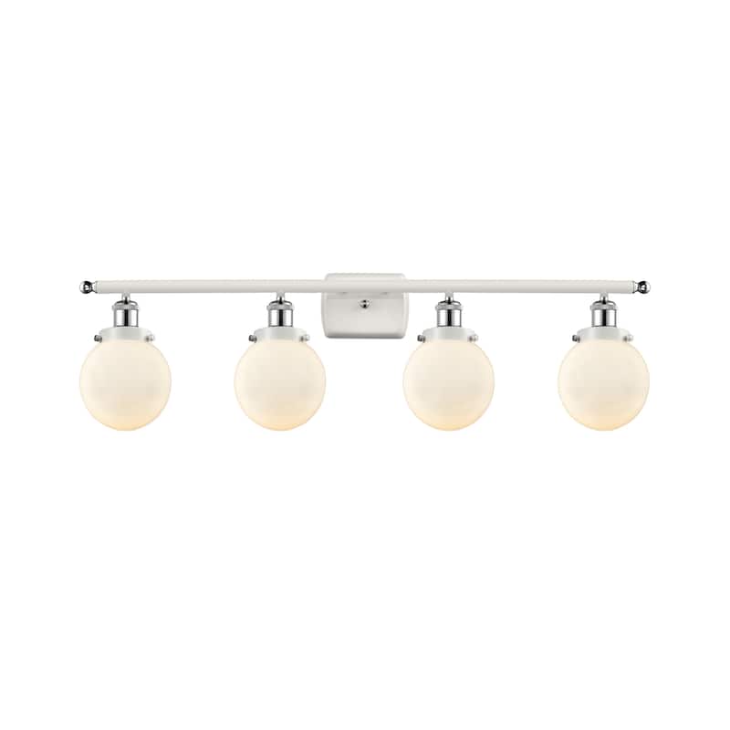 Innovations Lighting Ballston Urban Beacon - 4 Light 36" Bath Vanity Light - Matte White/White and Polished Chrome Finish