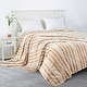 preview thumbnail 1 of 5, Light Brown Stripe Back Printing Shaved Flannel Plush Blanket 80 in. x 90 in.(2 Pack Set of 2) Light Brown