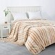 preview thumbnail 2 of 5, Light Brown Stripe Blanket with Back Printing Shaved Flannel Plush 60 in. x 80 in.Queen (2 Pack Set of 2)