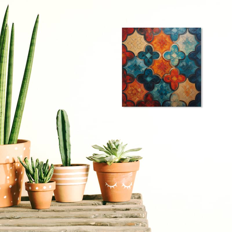Wynwood Studio Canvas Abstract Quadro di Mosaico I Blue and Dark Blue Modern & Contemporary Wall Art Canvas Print - 12 x 12