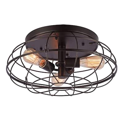 Black 3-Light Flushmount with Black Shade