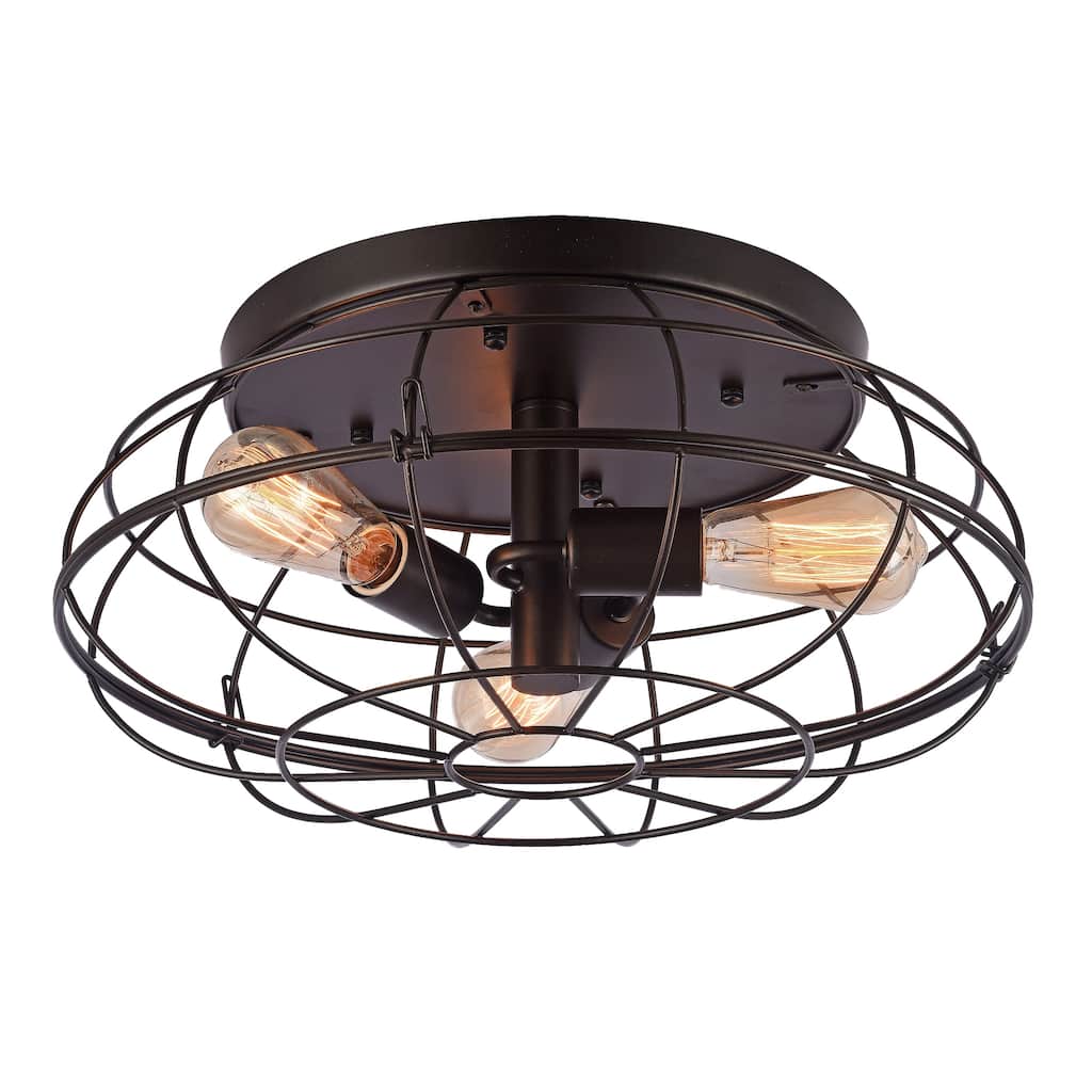 Black 3-Light Flushmount with Black Shade