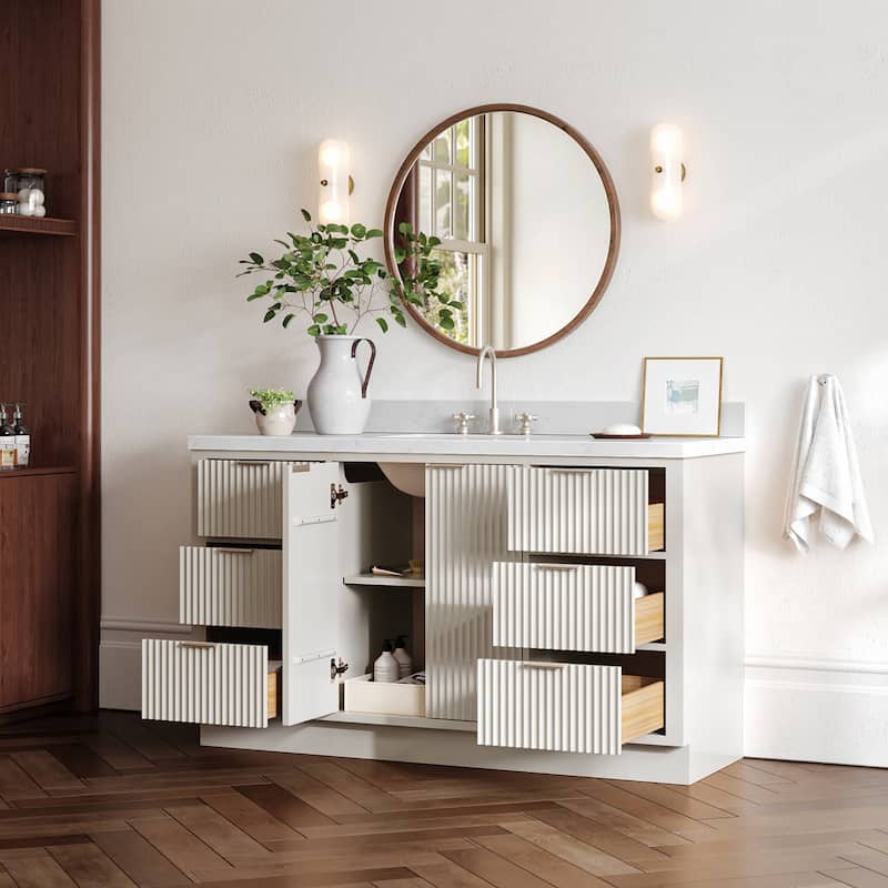 Ariel P60CQRVO Milan 60" Free Standing Single Basin Vanity Set with