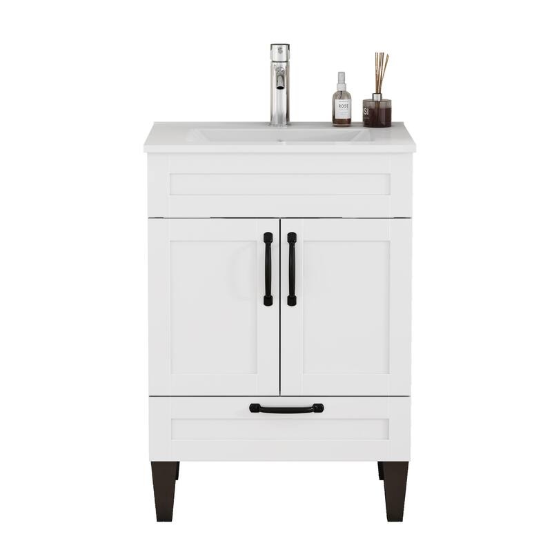 24" Wall Mounted Floating Cabinet /Side Cabinet Combo, Rectangular Vanity, Small Bathroom Sink With Single Faucet Hole