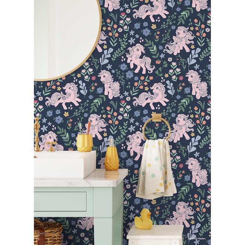 RoomMates My Little Pony Retro Floral Blue Peel and Stick Wallpaper
