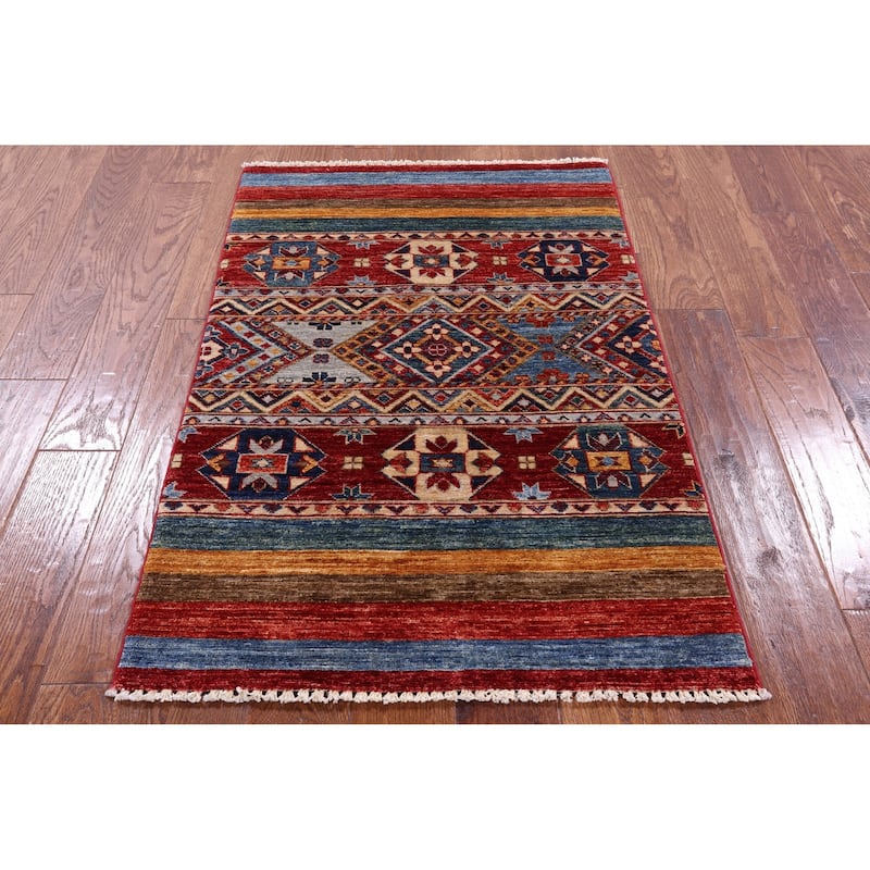 Golden Nile Khorjin Persian Gabbeh Hand Knotted Wool Rug - 2' 7" X 4' 0"