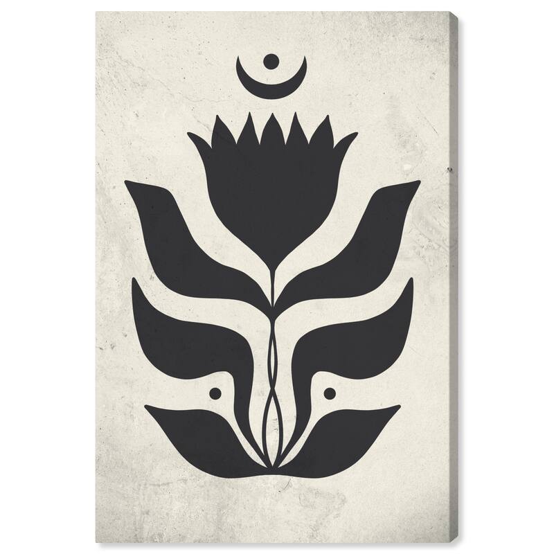 Wynwood Studio Canvas Astronomy and Space Lunar Flower Noir Black and Pastel Black Modern & Contemporary Wall Art Canvas Print