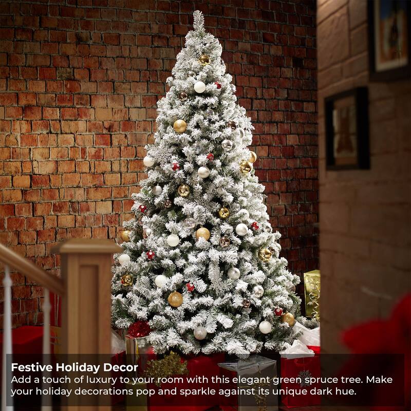 75ft Realistic SnowFlocked Pine Artificial Holiday Christmas Tree - 7.5 ft