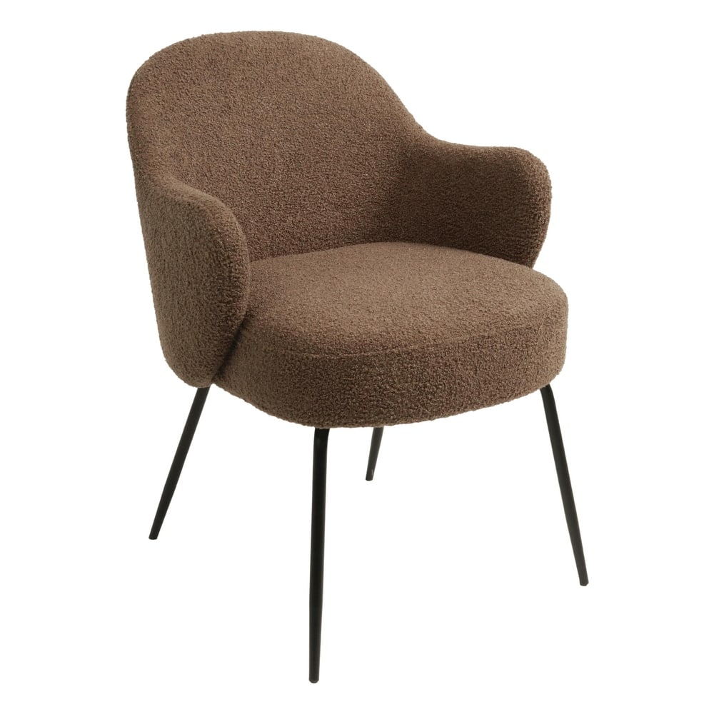 Furnish Theory Nordic Comfort Dining Armchair Arm Chair w/ Various Boucle Fabric Upholstery Covers & Steel Leg Finishes