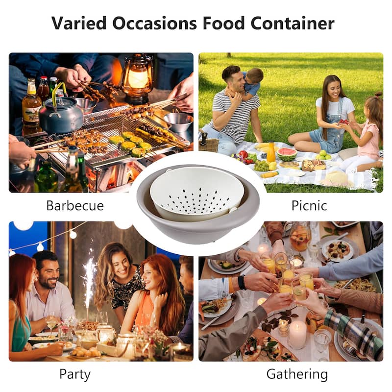 Javlergo Stackable Double Layer Colander with Rotatable Design BPA Free PP Material Dishwasher Safe for Indoor Outdoor Use