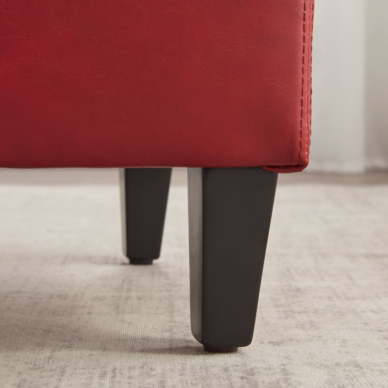 50.3" x 17.50" x 18" Upholstered Rectangular Storage Ottoman-Faux Leather