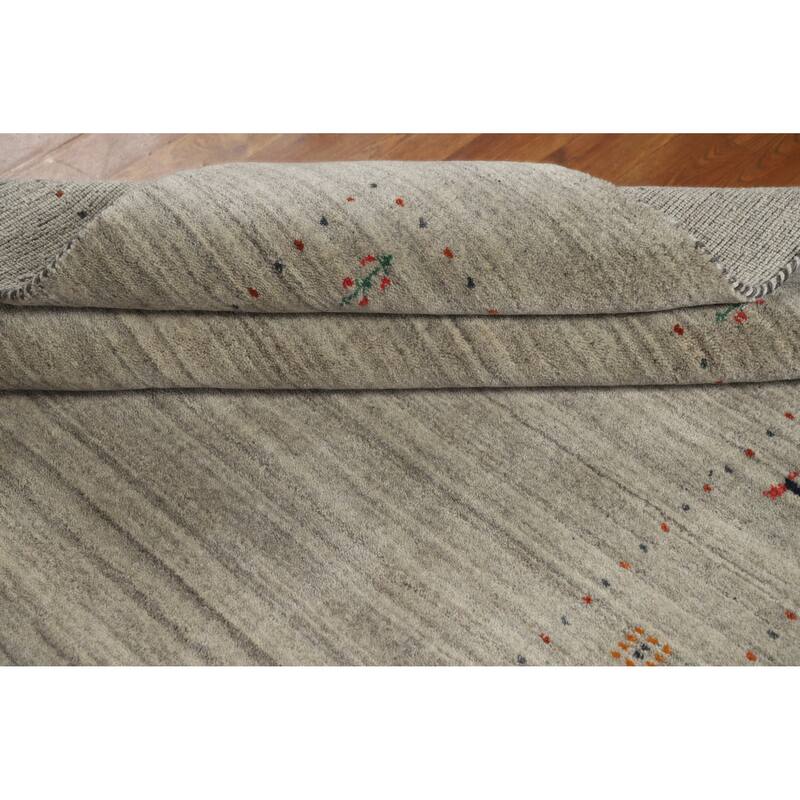 Hand Knotted Oriental 100% Wool Carpet Tribal Animal Pictorial Greys & Charcoal Gabbeh Area Rug - 7' 9'' X 5' 1''