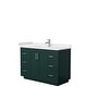 preview thumbnail 110 of 168, Miranda Single Vanity Set, Cultured Marble Top, No Mirror 48-Inch Single - Green, Nickel Trim, White Cultured Marble Top