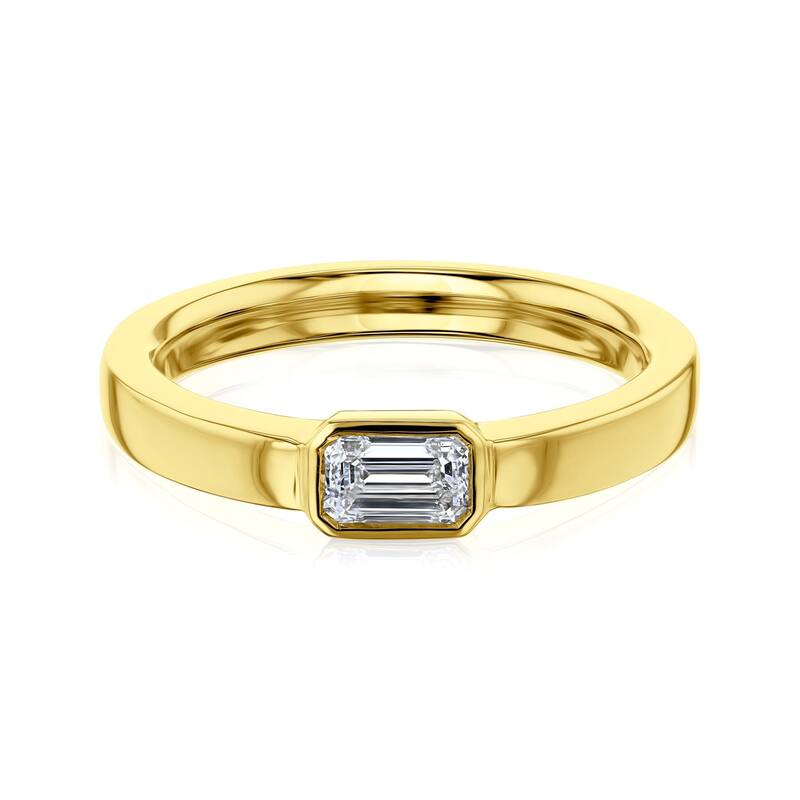 Kobelli 0.33 Carats Emerald Lab Grown Diamond 14k Solid Gold Solitaire Minimalist Elise Ring (DEF/VS)