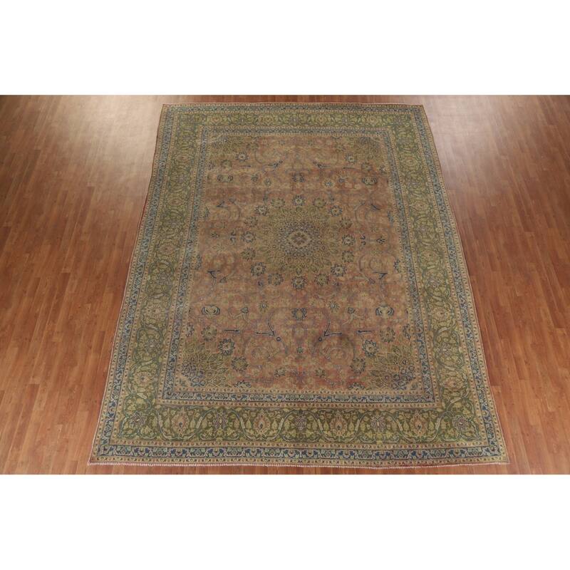 Hand Knotted Oriental 100% Wool Carpet Traditional Floral Pink Kashmar Area Rug - 12' 6'' X 9' 9''