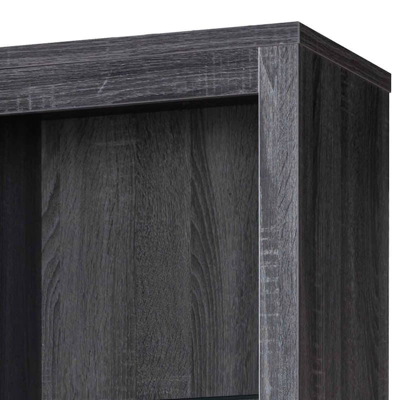 Wooden Curio Cabinet with 2 Glass Shelves and Cabinet, Gray