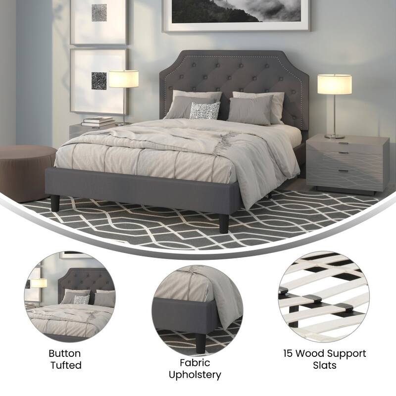 Arched Tufted Upholstered Platform Bed