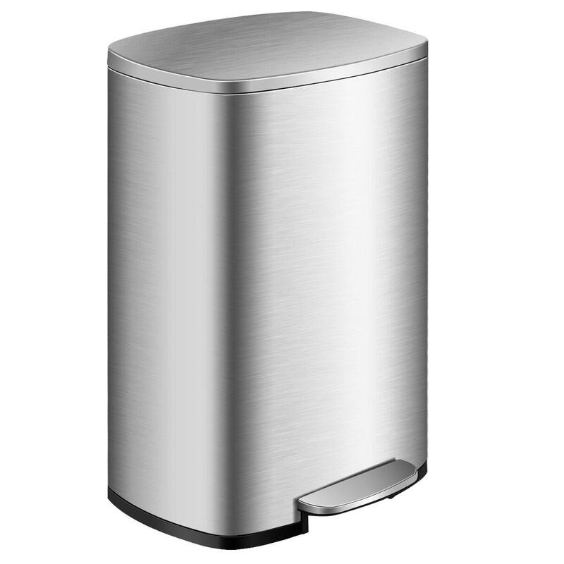 Gymax 13.2 Gallon Trash Garbage Can Stainless Steel Airtight Soft