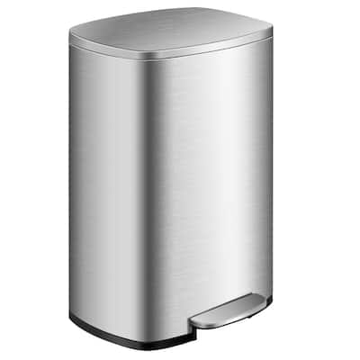 Gymax 13.2 Gallon Trash Garbage Can Stainless Steel Airtight Soft