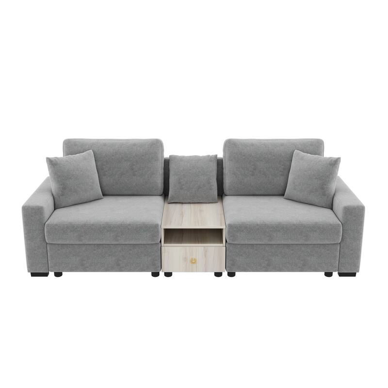 Christopher Knight Home - Havencrest 95.7" Modern Upholstered Modular Sofa with Storage Armrest Center Console