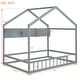 preview thumbnail 17 of 16, Wooden House Bed with Storage