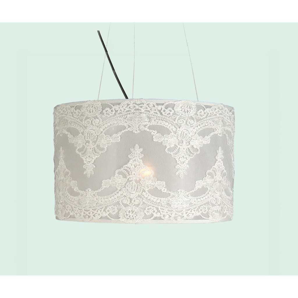 3-Light Chrome Chandlier With A White Shade