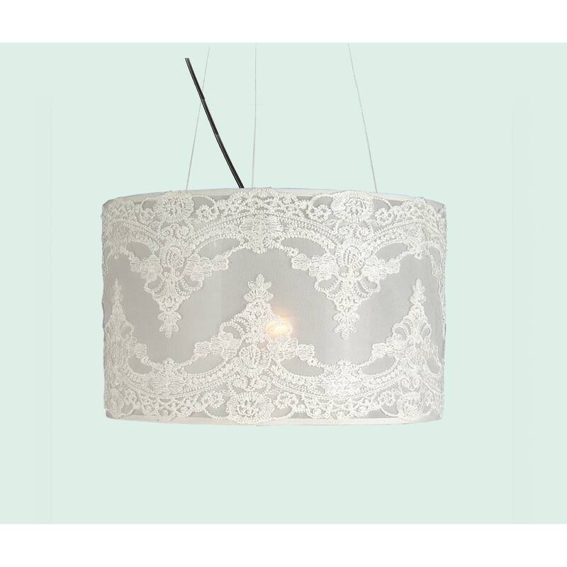 3-Light Chrome Chandlier With A White Shade