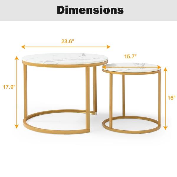 Round Coffee Table Set of 2 with Metal Base - Bed Bath & Beyond - 41954064