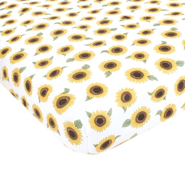 slide 1 of 1, Hudson Baby Infant Girl Cotton Fitted Crib Sheet, Sunflower, One Size - Sunflower - One Size One Size - Sunflower