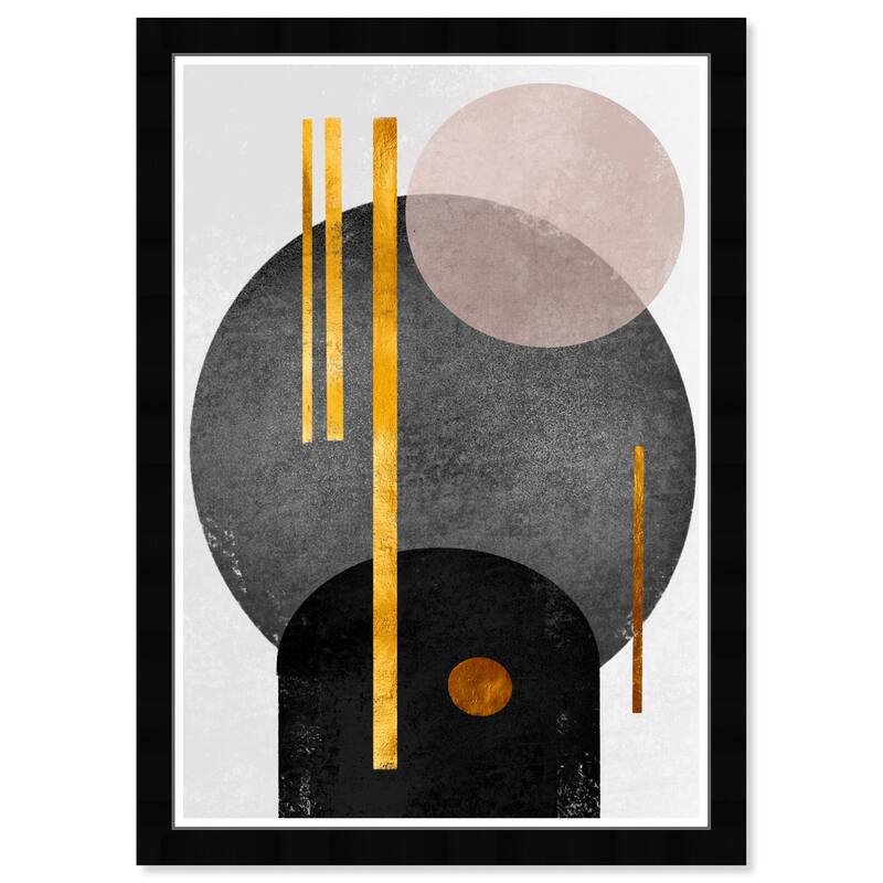 Wynwood Studio 'Modern Day Shapes' Abstract Wall Art Framed Print Shapes - Gray, Gold