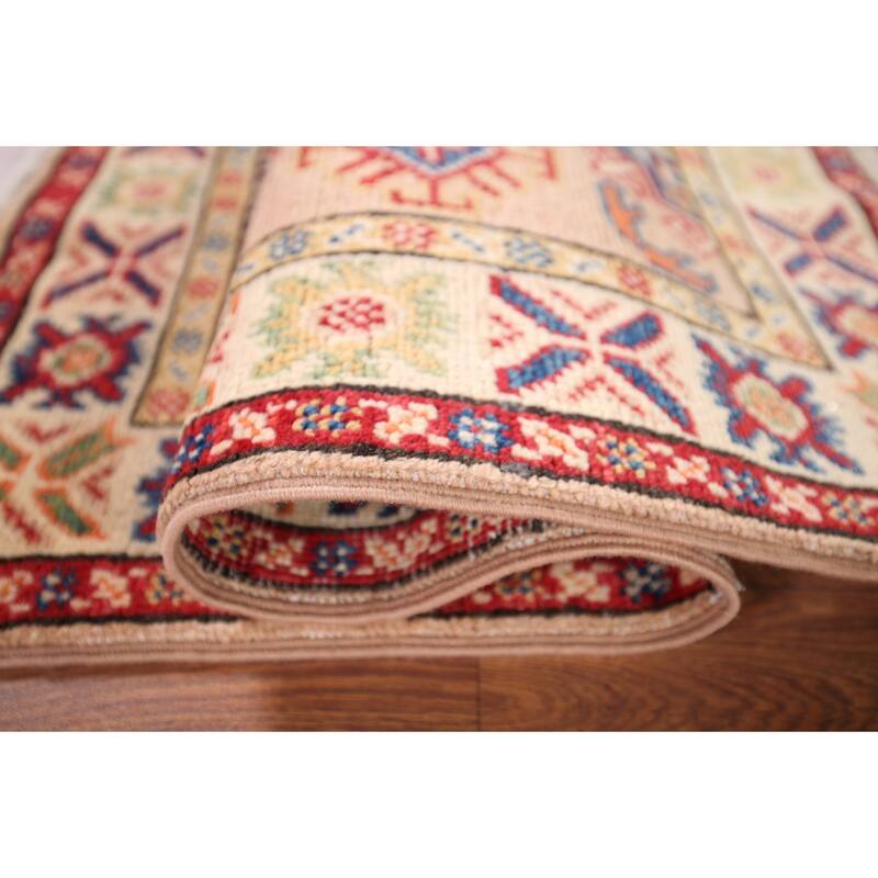 Kazak Accent Rug Hand-Knotted Traditional / Geometric Wool Carpet - 2'0" x 3'2"