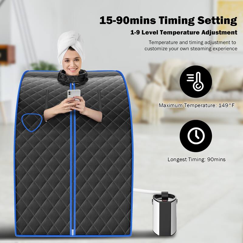 Costway Portable Steam Sauna w/ 9-gear Adjustable Temperature & Herbal