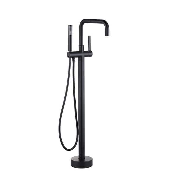 slide 2 of 36, WOWOW Floor Mount Single-Handle Freestanding Tub Faucet Matte Black