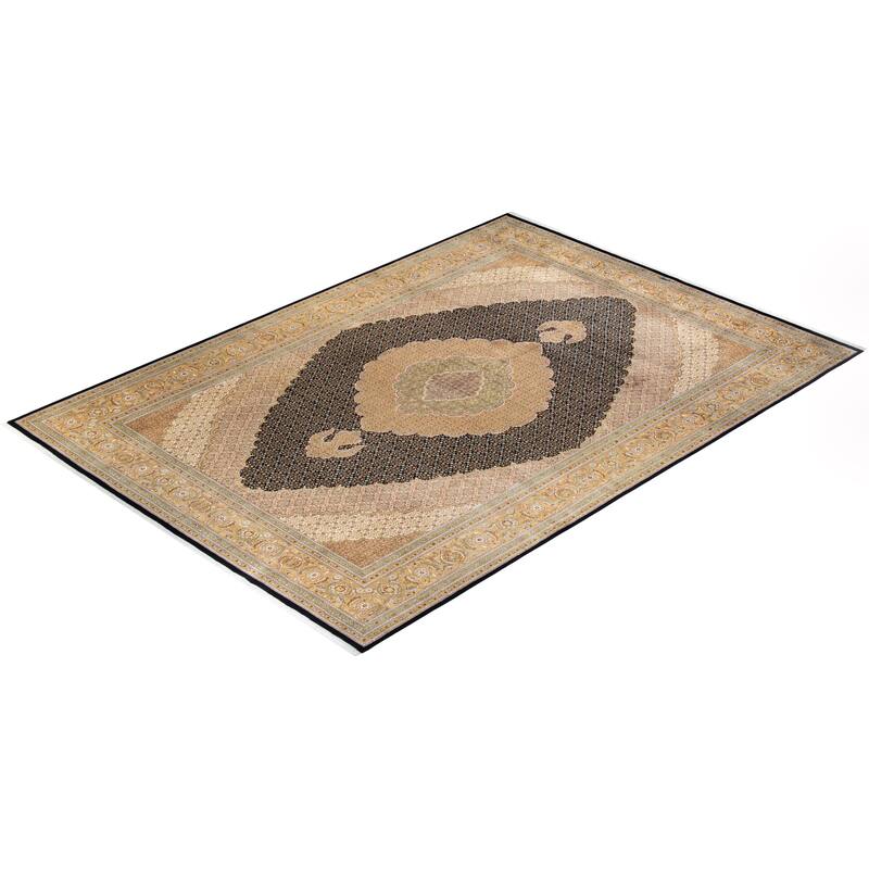 Overton Hand Knotted Wool Traditional Oriental Black Area Rug - 10' x 14'